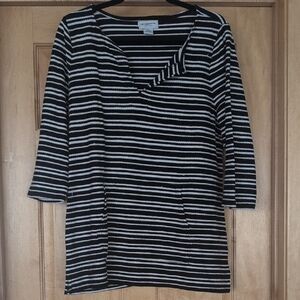 Liz Claiborne Black and White Striped Tunic